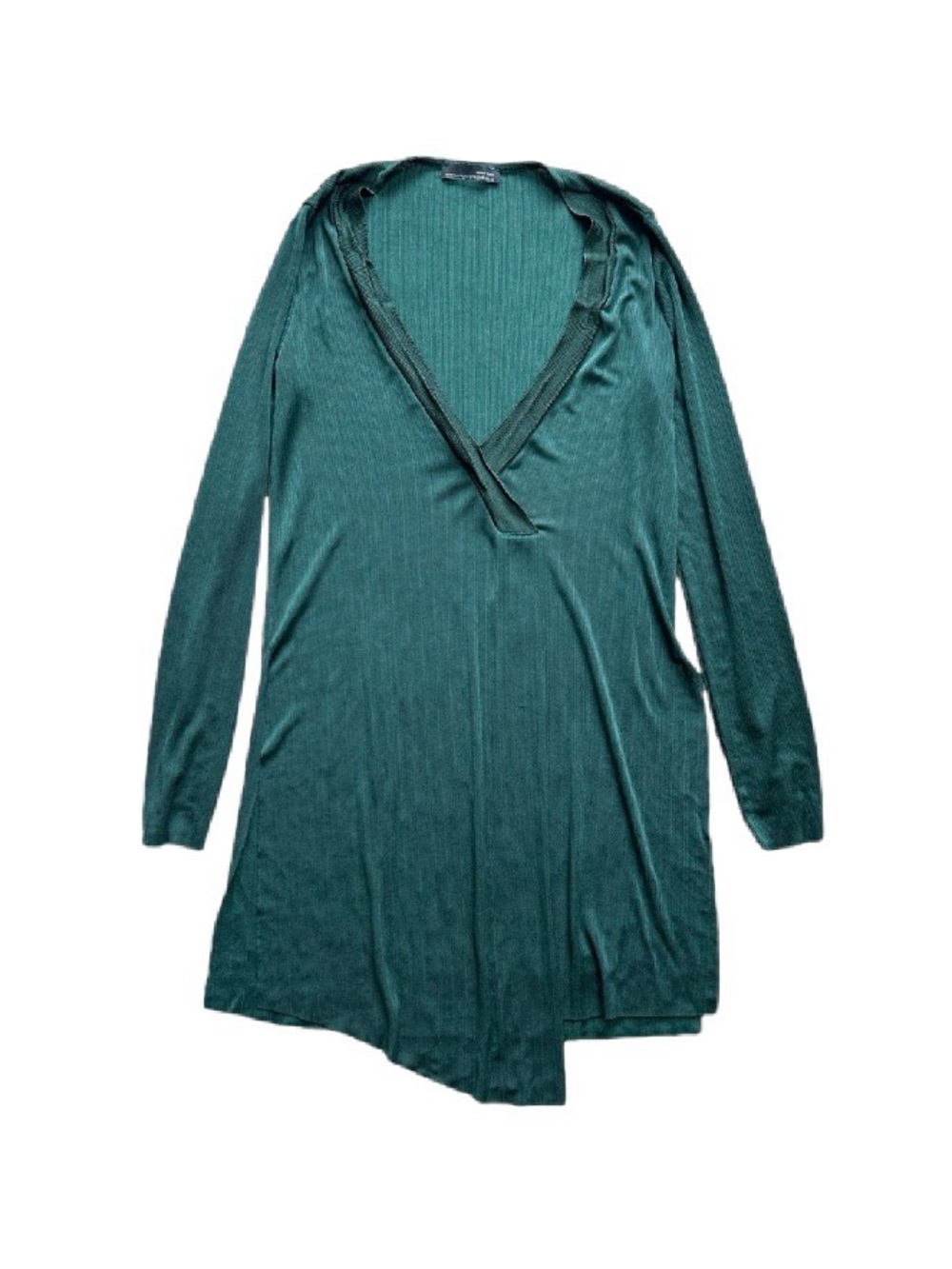 Zara Emerald Green Ribbed V-Neck Tunic